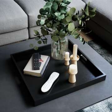 Hanobe 20 Inch Large Decorative Ottoman Tray with Handles