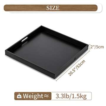 Hanobe 20 Inch Large Decorative Ottoman Tray with Handles