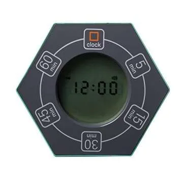 Home & Office Timer with Clock, 5,15, 30, 45, 60 Minute Preset Countdown Timer, Easy-to-Use Time Man...