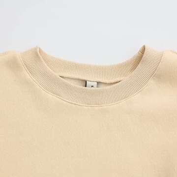 Women Pullover Cropped Hoodies Long Sleeves Sweatshirts Casual Crop Tops for Spring Autumn Winter (A-Beige, Medium)