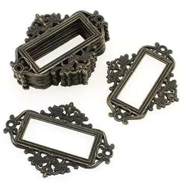 FDXGYH Antique Lace-up Label Holder 10 Pcs Zinc Alloy Lace-up Office Library File Drawer Tag Business Card Slot Label Holder with Matching Screws [Bronze]