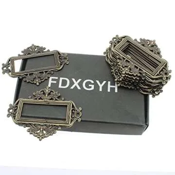 FDXGYH Antique Lace-up Label Holder 10 Pcs Zinc Alloy Lace-up Office Library File Drawer Tag Business Card Slot Label Holder with Matching Screws [Bronze]