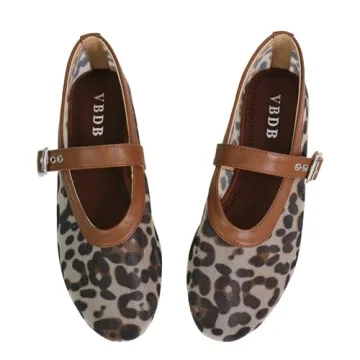 VBDB Leopard Mesh Ballet Flats for Women - Stylish Comfort