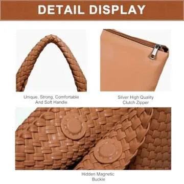 Woven Bag Purses and Handbags Woven Vegan Leather Bag For Women Woven Tote Bag Shoulder Bag Top-Handle Bag With Purses