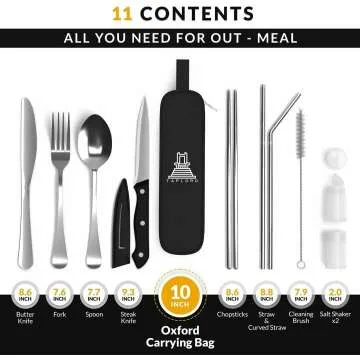 10-Pc Portable Travel Silverware Set | Stainless Steel
