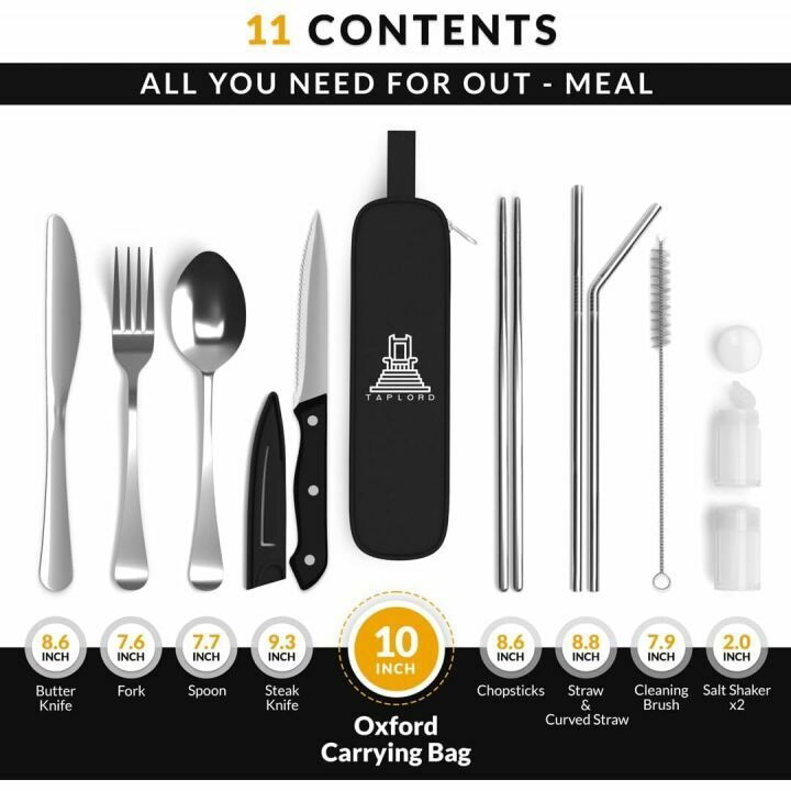 10-Pc Portable Travel Silverware Set | Stainless Steel