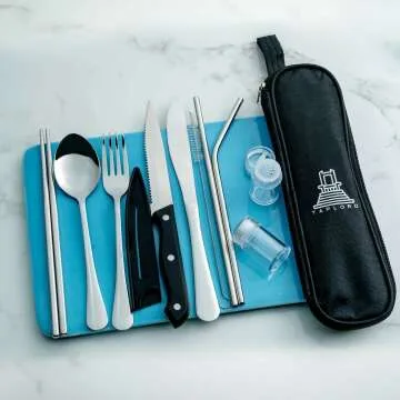 10-Pc Portable Travel Silverware Set | Stainless Steel