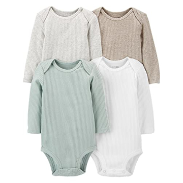 Comfortable 4-Pack Long-Sleeve Bodysuits for Babies