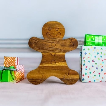 Gingerbread Shaped Wooden Cutting Board for Christmas Charcuterie