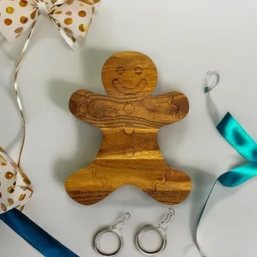 Gingerbread Shaped Wooden Cutting Board for Christmas Charcuterie