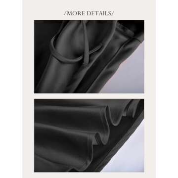 Skrtimory Womens Satin Silk Maxi Skirts Drawstring Flared Casual A-Line Long Skirt for Women Black