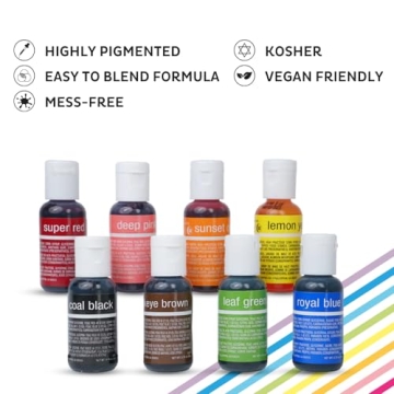 Chefmaster Vibrant Liqua-Gel Food Coloring Kit 8 Pack