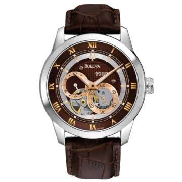Stylish Bulova Men's Sutton Automatic Watch with Skeleton Design and Luminous Features