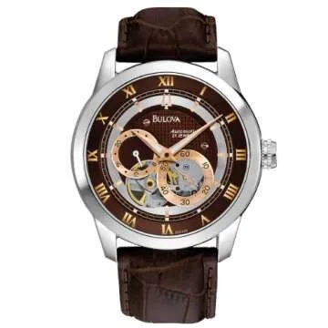 Stylish Bulova Men's Sutton Automatic Watch with Skeleton Design and Luminous Features