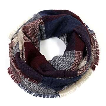 Scarfand's Tartan Plaid & Checks Infinity Fashion Scarves (Block-Blue)