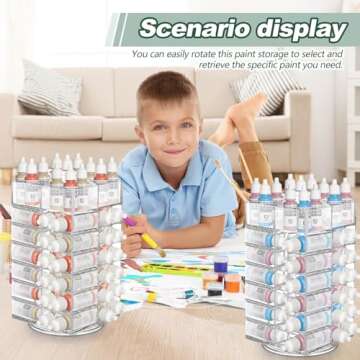 Lineshading 2 Pcs 6 Tier Acrylic Paint Bottle Organizer Spinning Storage Rack Holder Holds up to 96 Bottles Stand Rotating Tower Craft for Painting (Only For AV/AK 17ml)