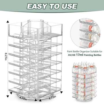 Lineshading 2 Pcs 6 Tier Acrylic Paint Bottle Organizer Spinning Storage Rack Holder Holds up to 96 Bottles Stand Rotating Tower Craft for Painting (Only For AV/AK 17ml)