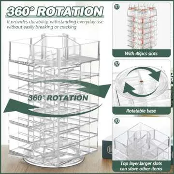 Lineshading 2 Pcs 6 Tier Acrylic Paint Bottle Organizer Spinning Storage Rack Holder Holds up to 96 Bottles Stand Rotating Tower Craft for Painting (Only For AV/AK 17ml)