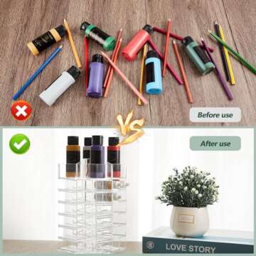 Lineshading 2 Pcs 6 Tier Acrylic Paint Bottle Organizer Spinning Storage Rack Holder Holds up to 96 Bottles Stand Rotating Tower Craft for Painting (Only For AV/AK 17ml)