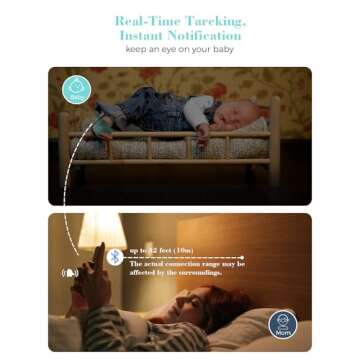 Babytone Baby Sleep Monitor, Smart Baby Sock Tracking Heart Rate, Oxygen Level and Movement, Wearable Infant Foot Monitor with APP Bluetooth for 0-36 Months Newborn