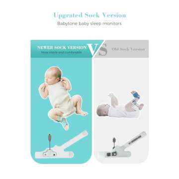 Babytone Baby Sleep Monitor, Smart Baby Sock Tracking Heart Rate, Oxygen Level and Movement, Wearable Infant Foot Monitor with APP Bluetooth for 0-36 Months Newborn