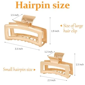 LUKACY Gold Hair Claw Clips 6 Pack for Strong Hold