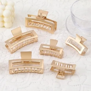 LUKACY Gold Hair Claw Clips 6 Pack for Strong Hold