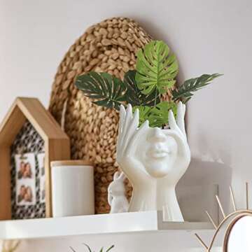 ZYLLZY Human Face Art Ceramic Vase, Dry Flower Arrangement Vase for Decorative, Modern Sculpture White Planter Pot,Table Centerpieces Wedding Office Kitchen Home Decor