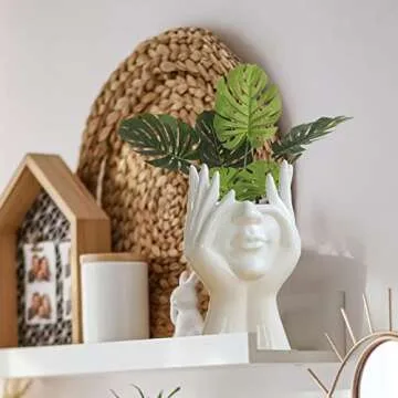 ZYLLZY Human Face Art Ceramic Vase, Dry Flower Arrangement Vase for Decorative, Modern Sculpture White Planter Pot,Table Centerpieces Wedding Office Kitchen Home Decor