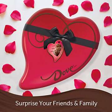 DOVE Chocolate Extra Large Valentine's Assorted Chocolate Candy Heart Gift Box 14.9-Ounce 40-Piece Tin