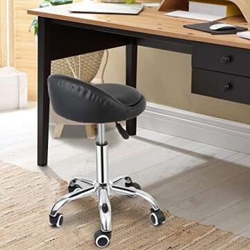 Nova Microdermabrasion Rolling Stool Swivel Salon Stool Chair Adjustable Drafting Stool Tattoo Offic...