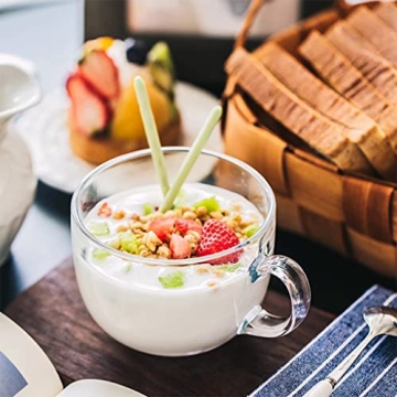 Large Clear Glass Coffee Mugs Set of 2 - Elegant Drinkware