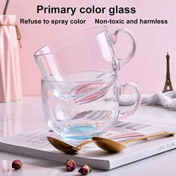 Large Clear Glass Coffee Mugs Set of 2 - Elegant Drinkware