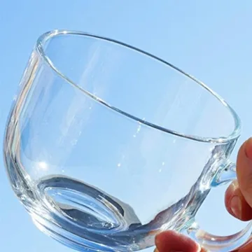 Large Clear Glass Coffee Mugs Set of 2 - Elegant Drinkware