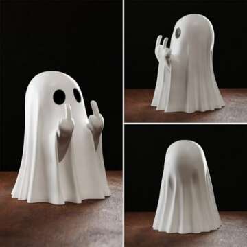2025 Halloween Ghost Figurine Cute Spooky Resin Ghost Statue Funny Ghost Ornaments Halloween Decorat...