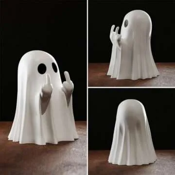 2025 Halloween Ghost Figurine Cute Spooky Resin Ghost Statue Funny Ghost Ornaments Halloween Decorat...