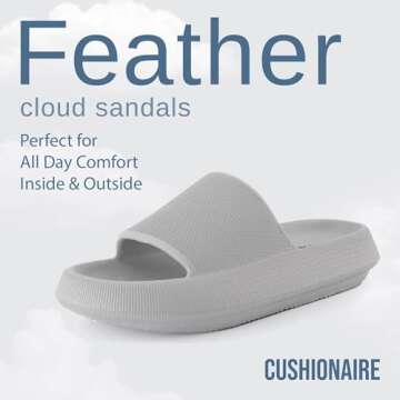 CUSHIONAIRE Feather Slides – Comfortable Cloud Cushion House Slippers for Women, Indoor Outdoor EV...