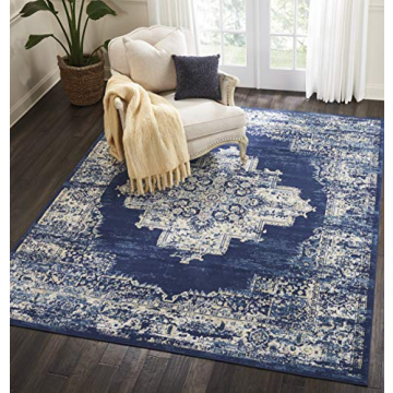 Nourison Home Grafix Rug in Navy Blue for Modern Spaces