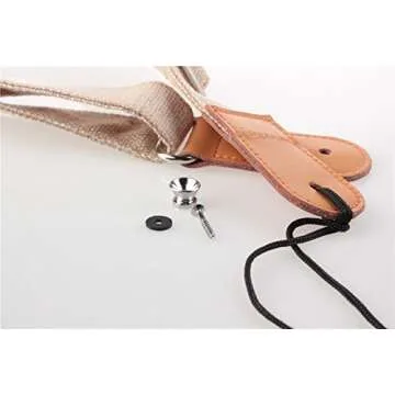 HOT SEAL Linen Style Adjustable Genuine Uke Leather Metal Hook Ukulele Strap Strong Back Straps (Linen Light Brown)