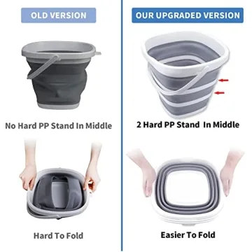 Craftend Collapsible Bucket 10L 2.6 Gallon Cleaning Bucket Mop Bucket Folding Foldable Portable Small Plastic Water Supplies for Outdoor Garden Camping Fishing Car Wash Space Saving Grey Square