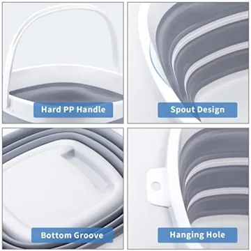 Craftend Collapsible Bucket 10L 2.6 Gallon Cleaning Bucket Mop Bucket Folding Foldable Portable Small Plastic Water Supplies for Outdoor Garden Camping Fishing Car Wash Space Saving Grey Square