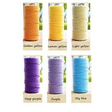 flipped 100% Natural Macrame Cotton Cord,3mm x109 Yard Twine String Cord Colored Cotton Rope Craft Cord for DIY Crafts Knitting Plant Hangers Christmas Wedding Décor (Lemon Yellow, 3mm*109yards)