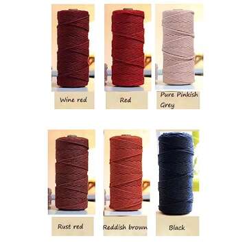 flipped 100% Natural Macrame Cotton Cord,3mm x109 Yard Twine String Cord Colored Cotton Rope Craft Cord for DIY Crafts Knitting Plant Hangers Christmas Wedding Décor (Lemon Yellow, 3mm*109yards)