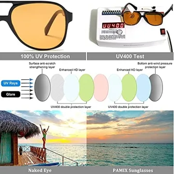 Stylish UV Protection PAMIX Retro Aviator Sunglasses