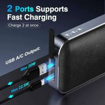 AFK Portable Charger with Bluetooth Speaker, 22.5W Fast Charging Power Bank,Battery Pack with 2 Oupu...