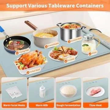 binROC Food Warming Mat Electric Warming Tray, Fast Full Surface Heating with 3 Temperature Level, Rollable Silicone Heating Pad Food Warmer for Parties, Gatherings, Buffet, Countertop, Daily Use