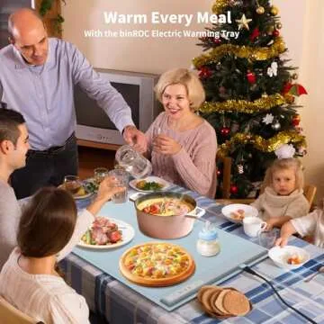 binROC Food Warming Mat Electric Warming Tray, Fast Full Surface Heating with 3 Temperature Level, Rollable Silicone Heating Pad Food Warmer for Parties, Gatherings, Buffet, Countertop, Daily Use
