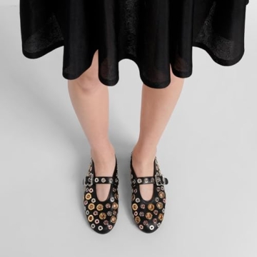 Comfortable Mesh Ballet Flats with Buckle Strap for Women