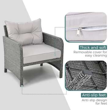 PAMAPIC 5-Piece Outdoor Patio Wicker Furniture Set