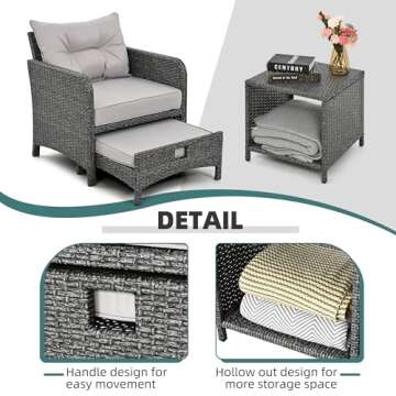 PAMAPIC 5-Piece Outdoor Patio Wicker Furniture Set
